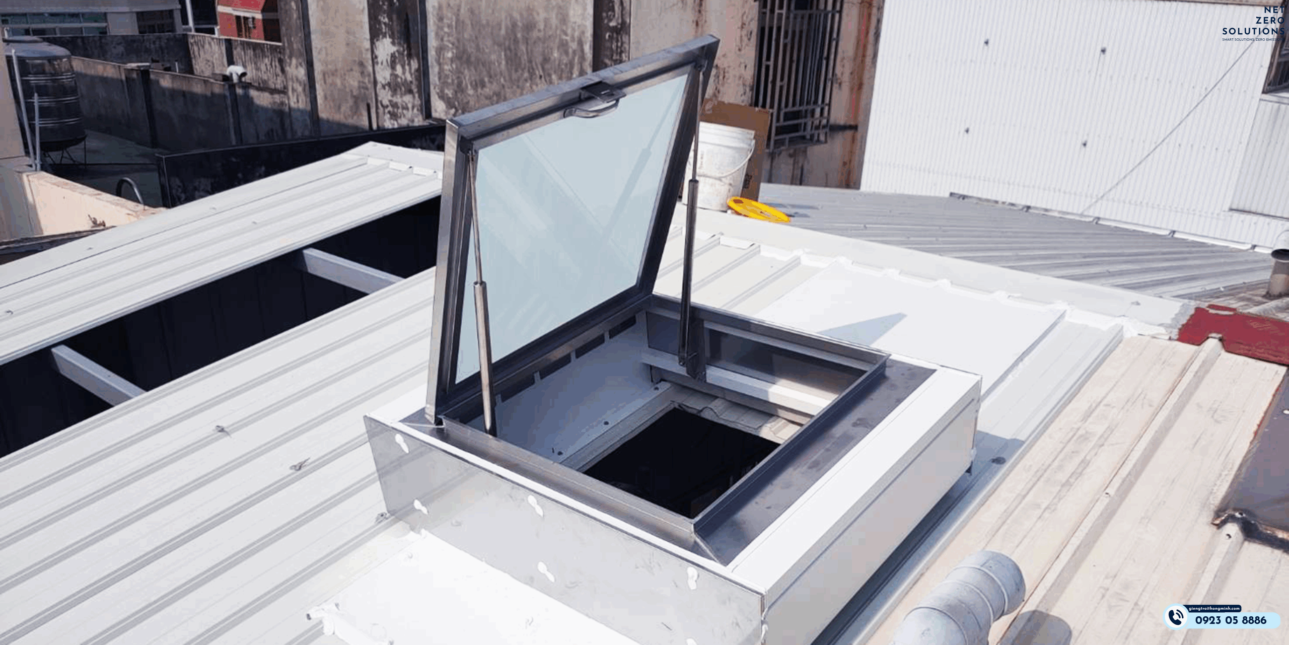 Giếng trời thông minh kết hợp Nắp thăm trần 1100x900 (mm) - Ảnh 5