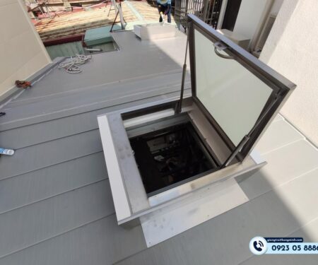 Combo Giếng trời kết hợp nắp thăm trần và Thang gấp thông minh 3m