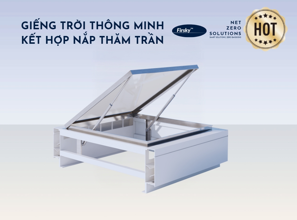 Giếng trời thông minh kết hợp Nắp thăm trần 1100x900 (mm)