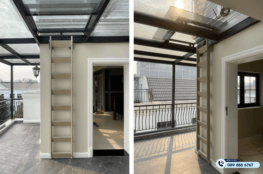 thang xếp lên gác mái