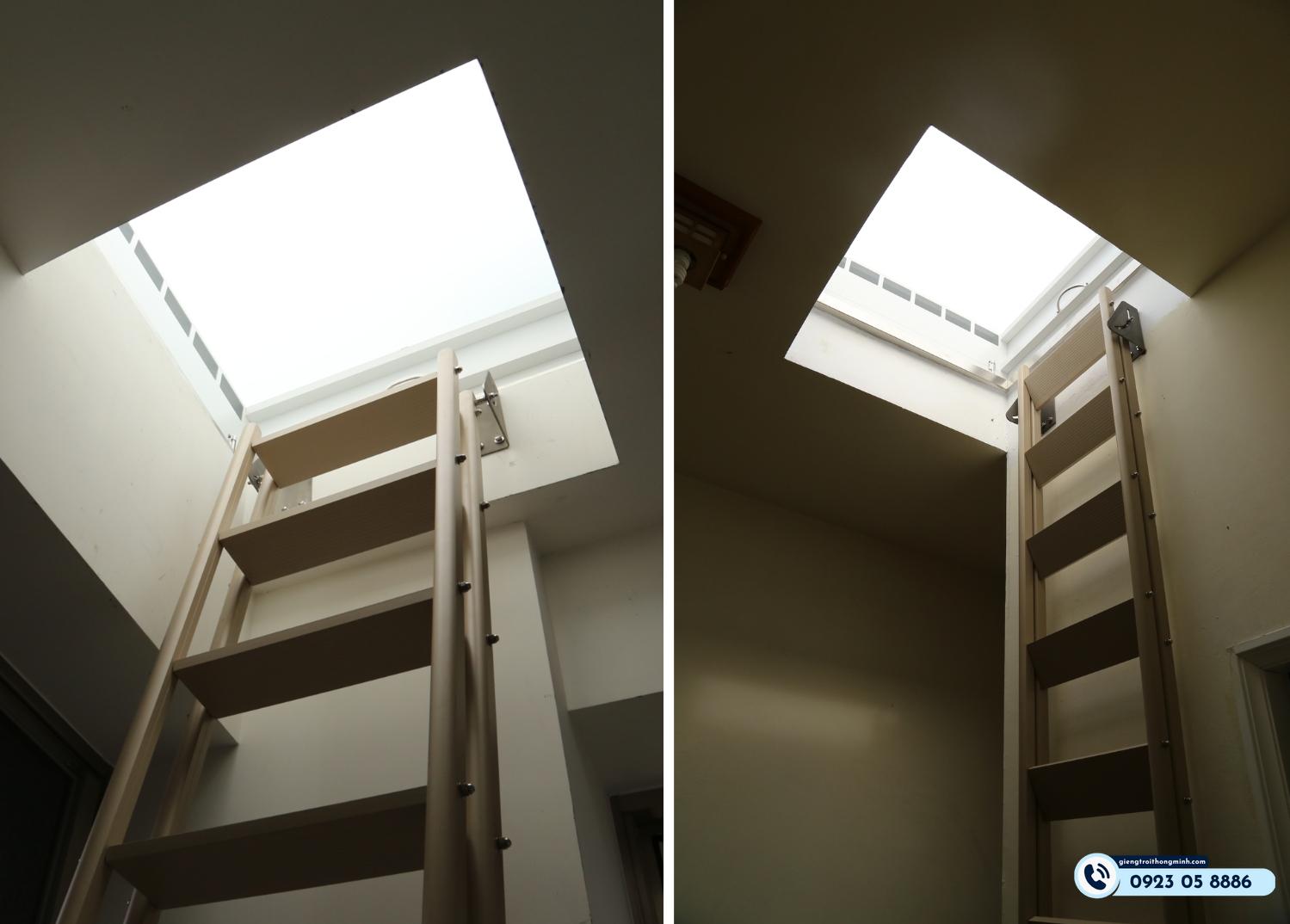 Combo Giếng trời kết hợp nắp thăm trần và Thang gấp thông minh 3m - Ảnh 5