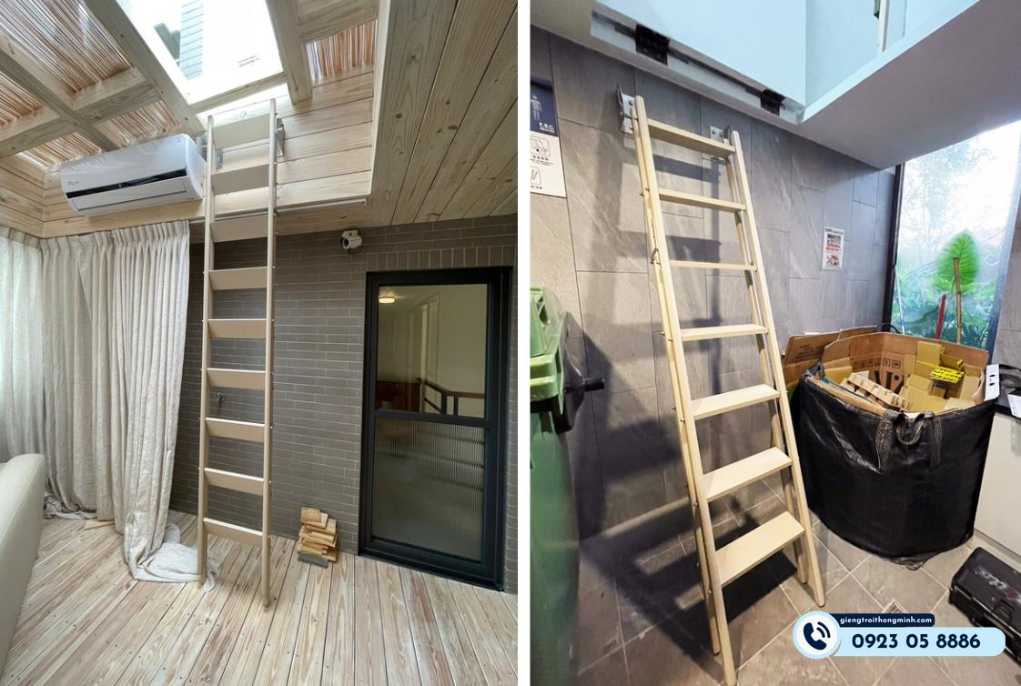 Mẫu cầu thang gấp vào tường