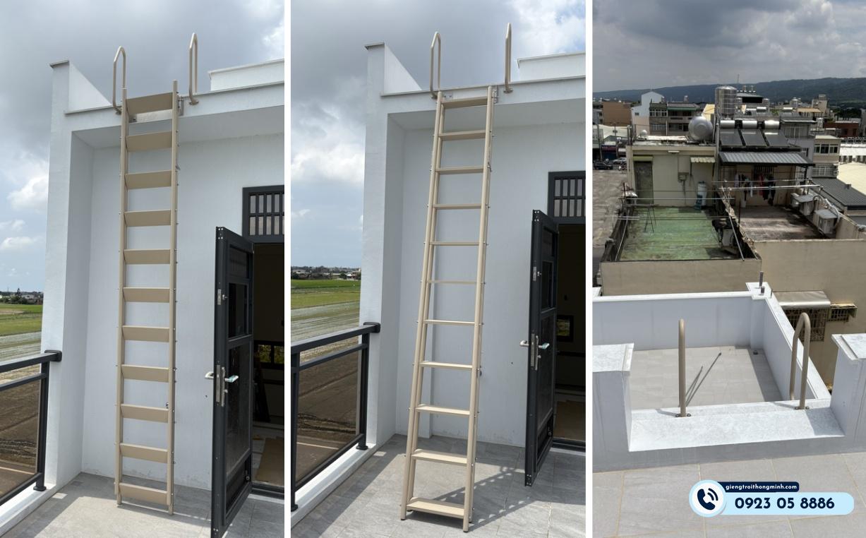 cầu thang lên mái nhà