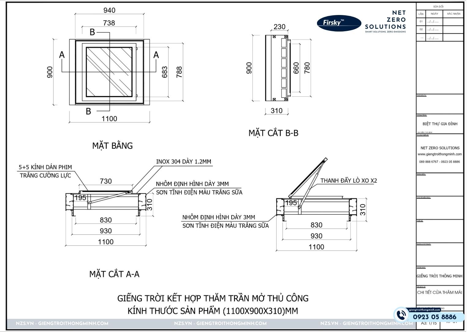 Bản vẽ giếng trời chi tiết