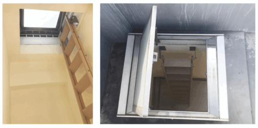 Combo Giếng trời kết hợp nắp thăm trần và Thang gấp thông minh - Hình ảnh 3