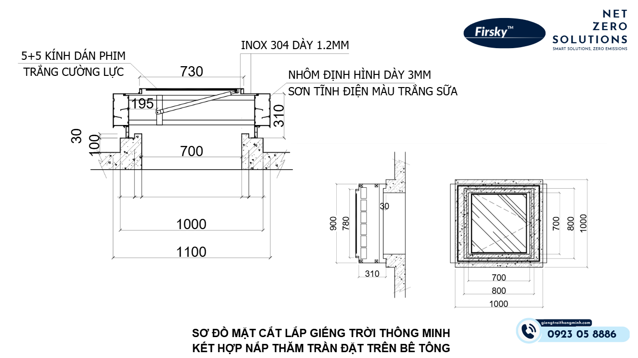 Bản vẽ giếng trời chi tiết