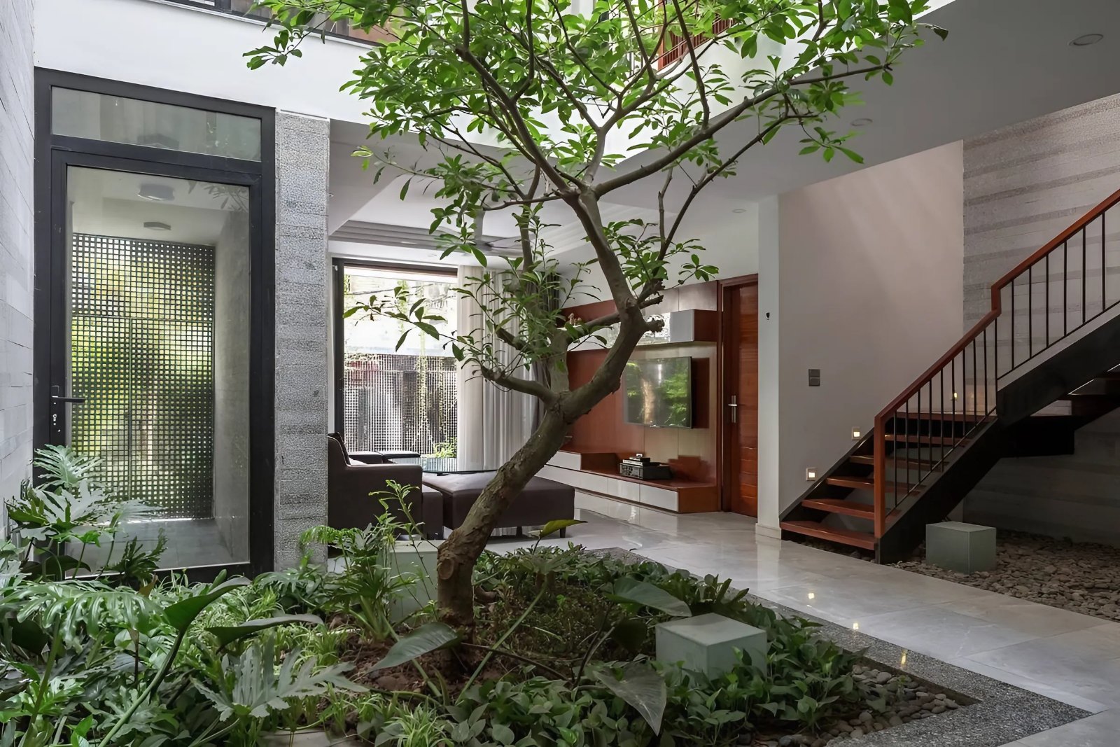 giải pháp cây trồng giếng trời