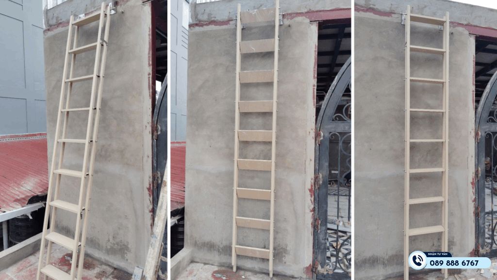 Lắp thang lên mái gấp gọn