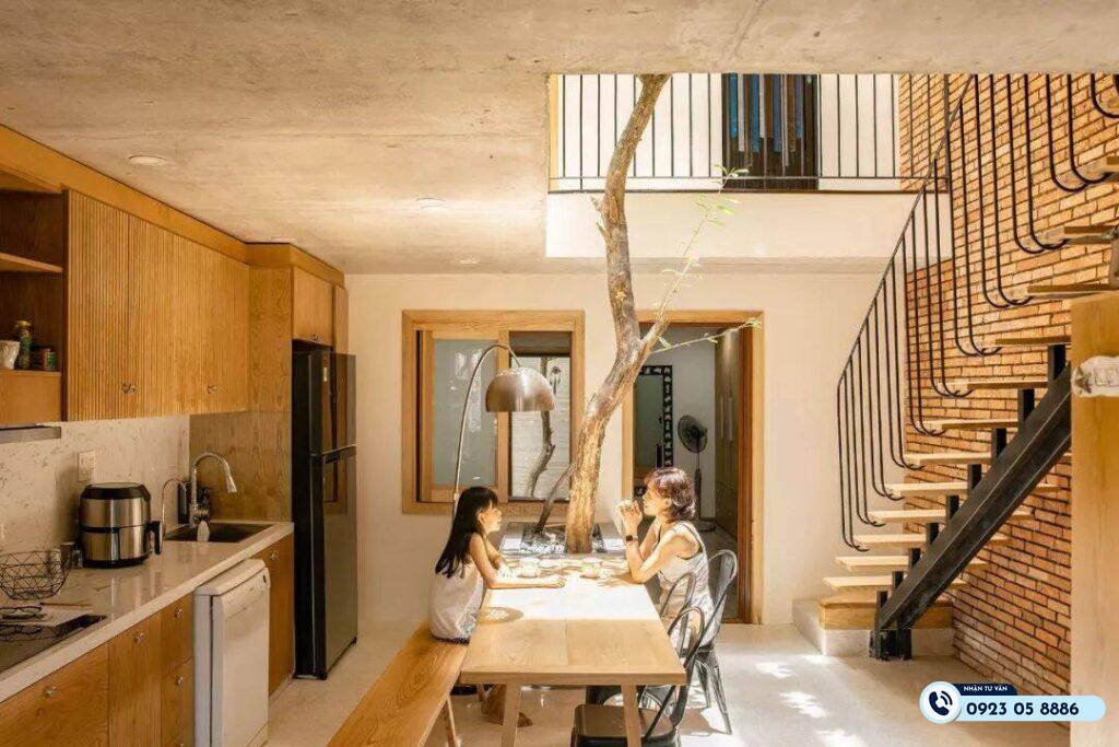 mẫu đặt bếp dưới giếng trời