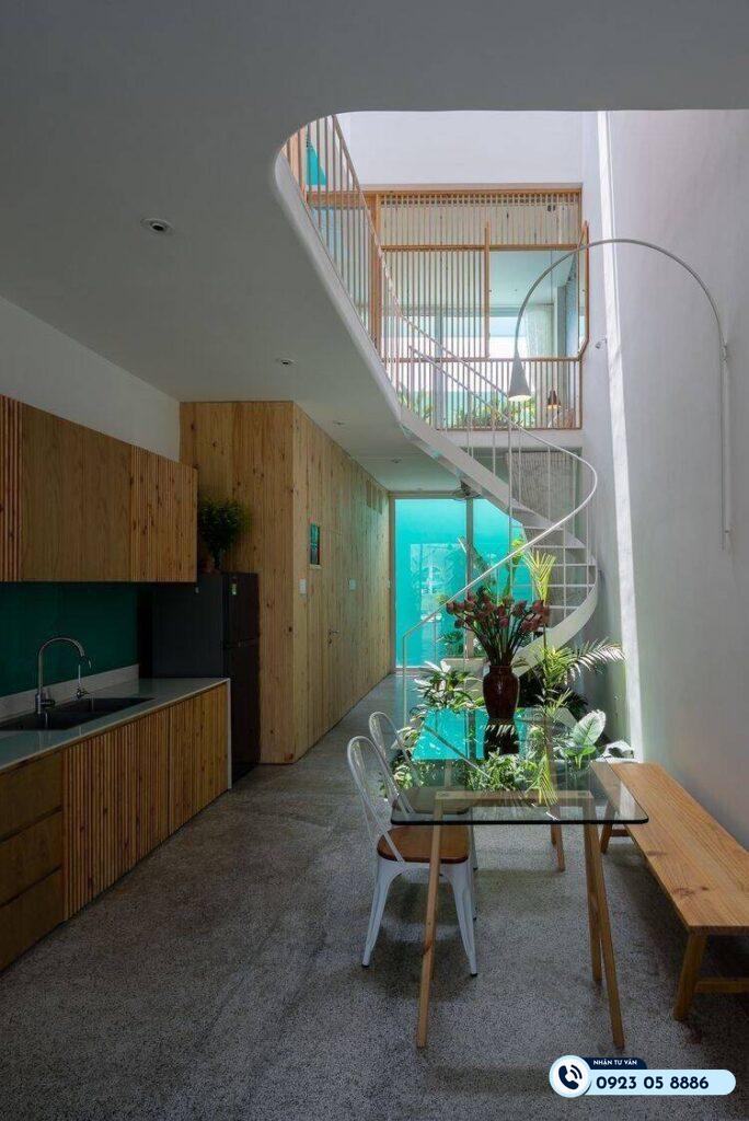 mẫu đặt bếp dưới giếng trời