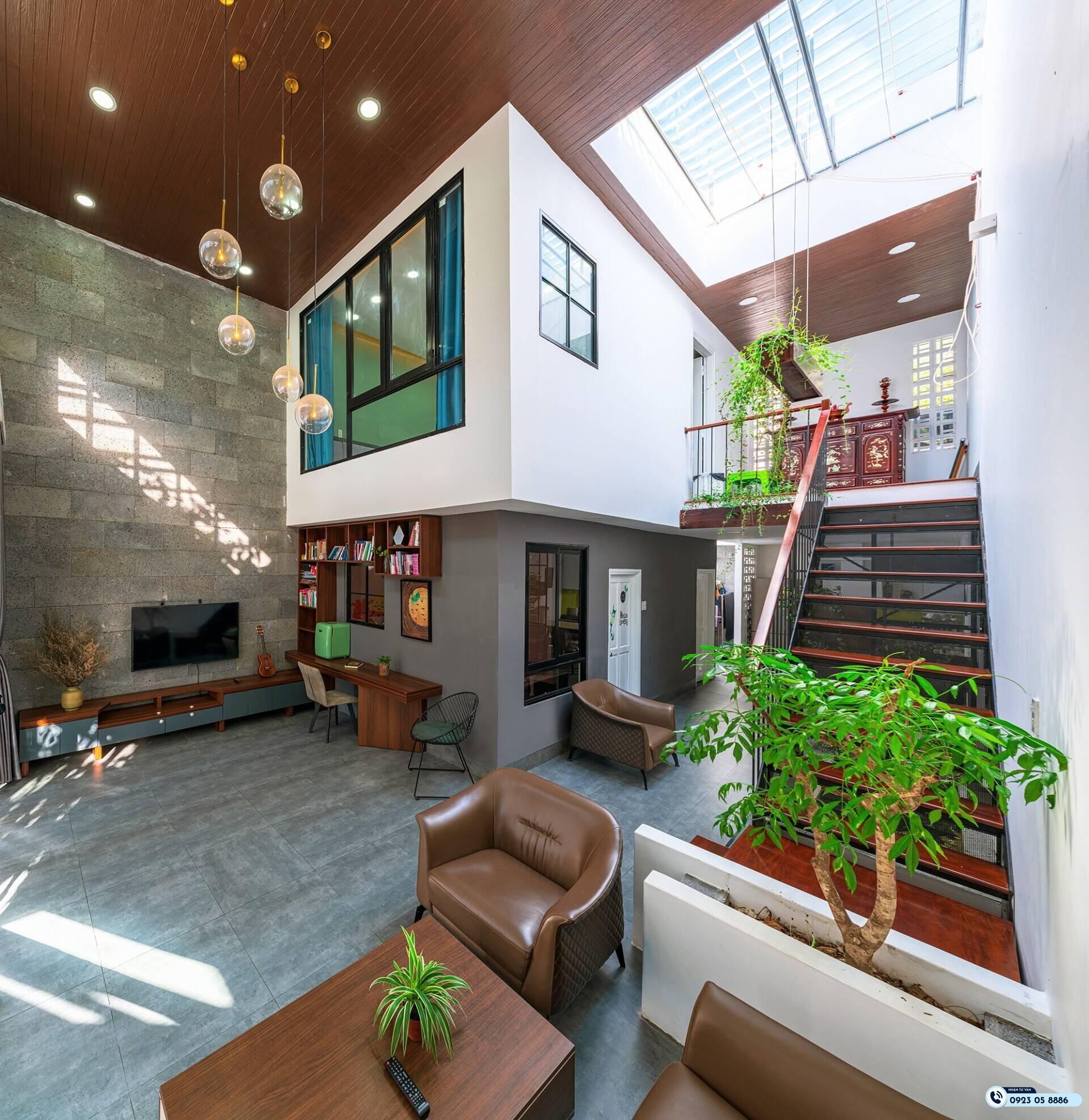 giếng trời cho nhà cấp 4 kết hợp tiểu cảnh