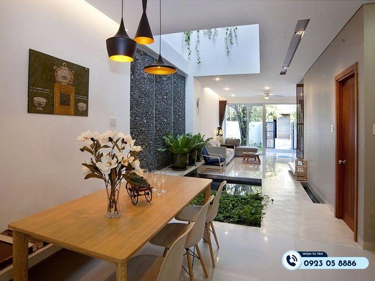 giếng trời giữa nhà ống 2 tầng