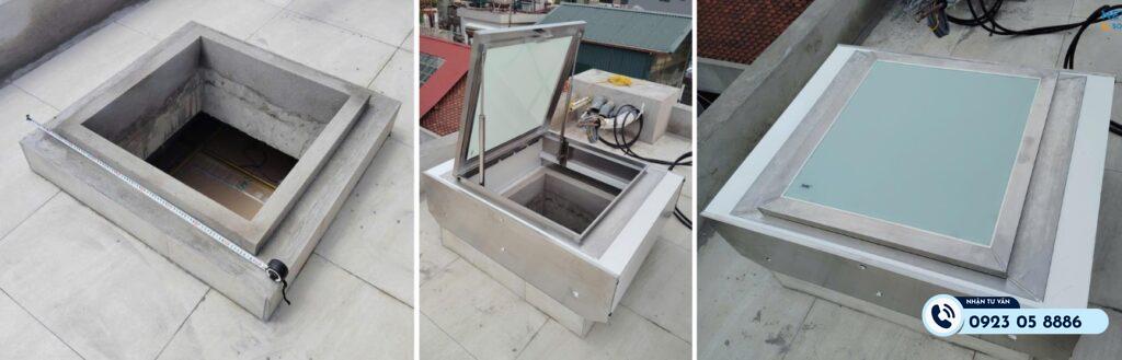 Giếng trời thông minh kết hợp nắp thăm mái tại nhà phố Thịnh Hào