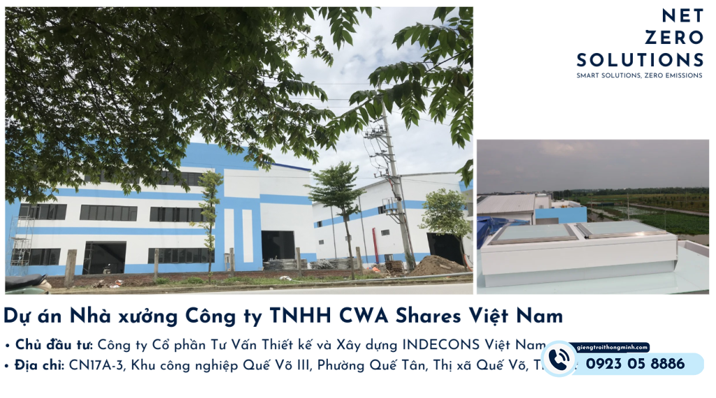 Lắp giếng trời thông minh mở tự động cho nhà xưởng công ty TNHH CWA Shares Việt Nam