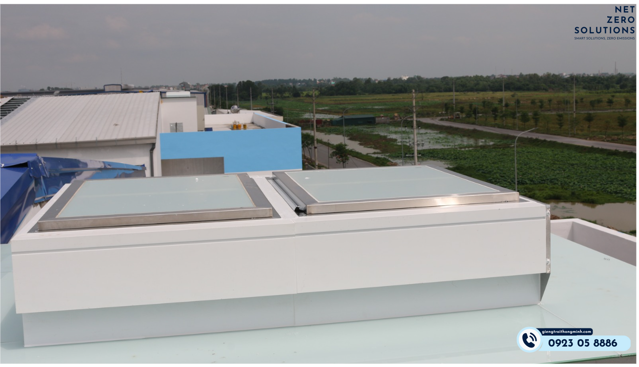 giếng trời thông minh mở tự động cho nhà xưởng