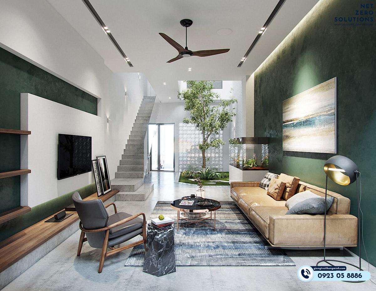 chống nóng giếng trời phòng khách