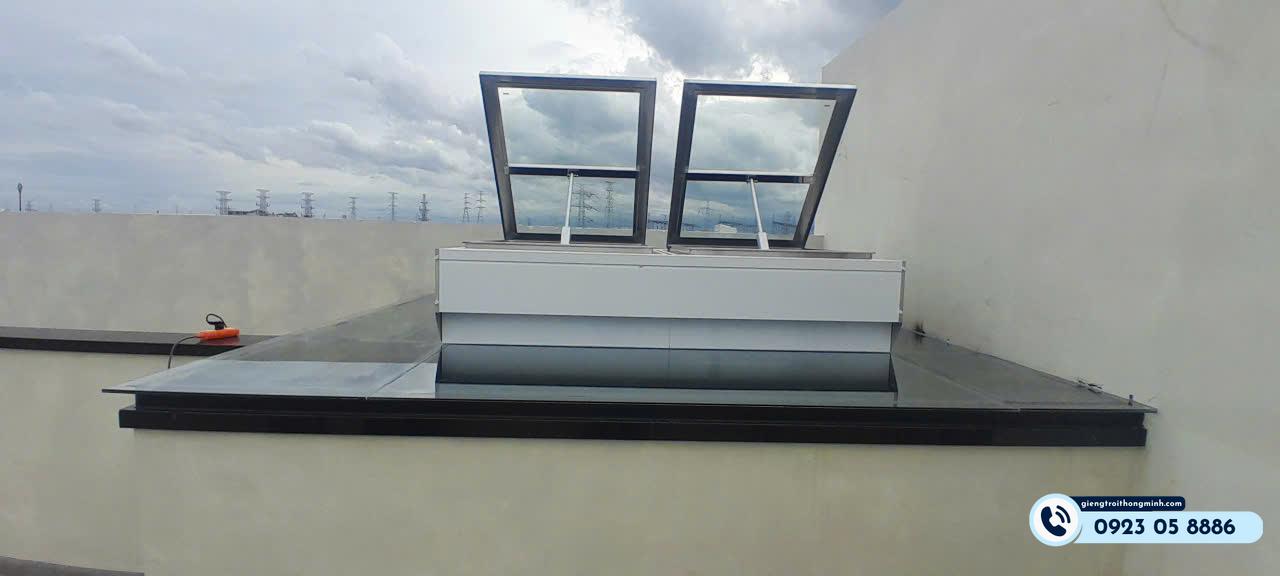 giếng trời thông minh cho mái kính hiện đại