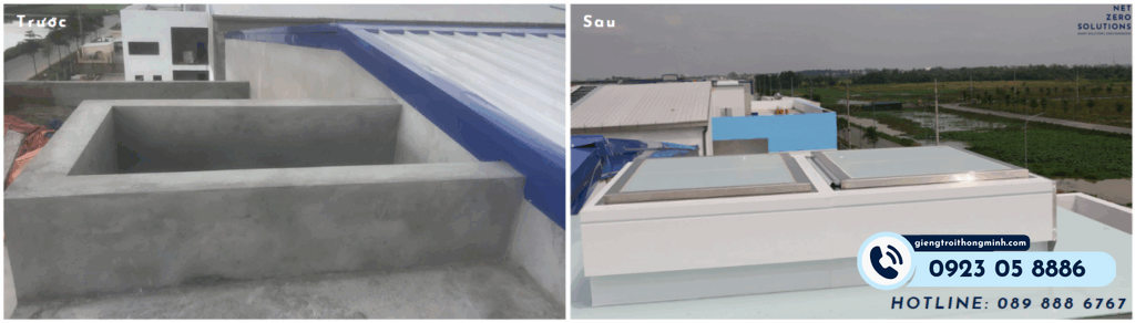 giếng trời thông minh mở tự động cho nhà xưởng