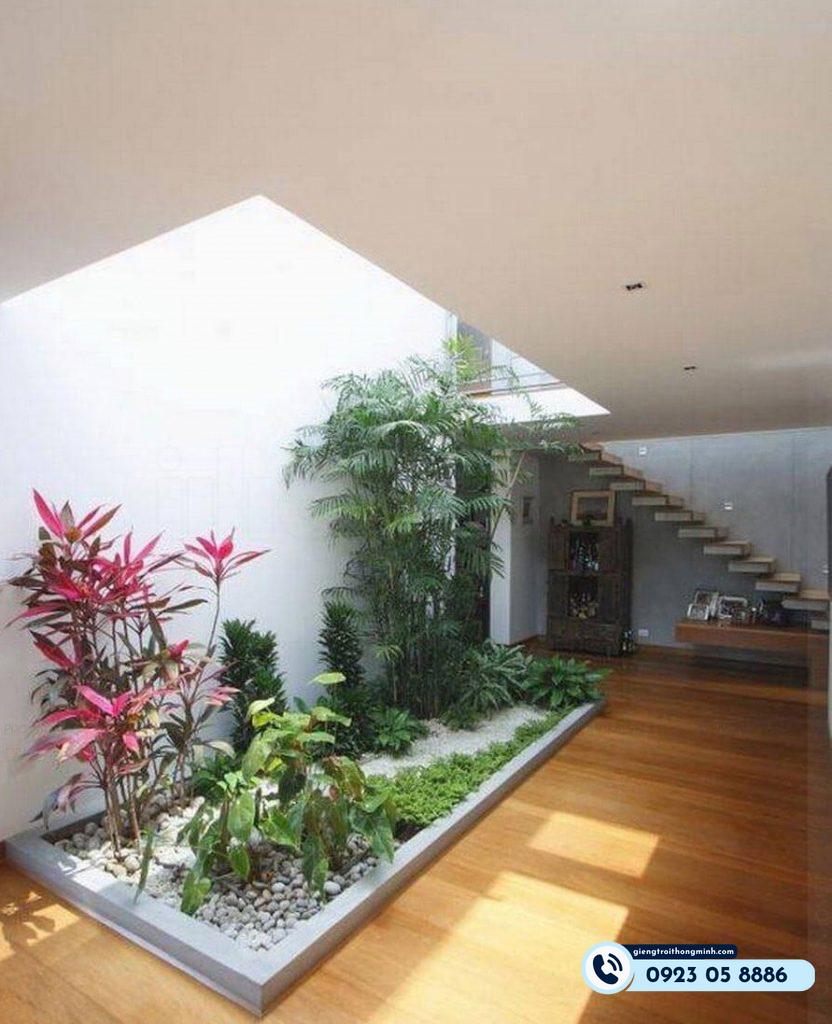 nhà 2 tầng có giếng trời sau nhà