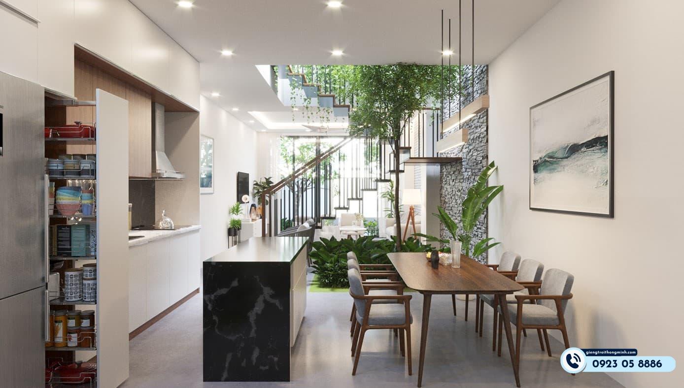 nhà 2 tầng có giếng trời giữa nhà