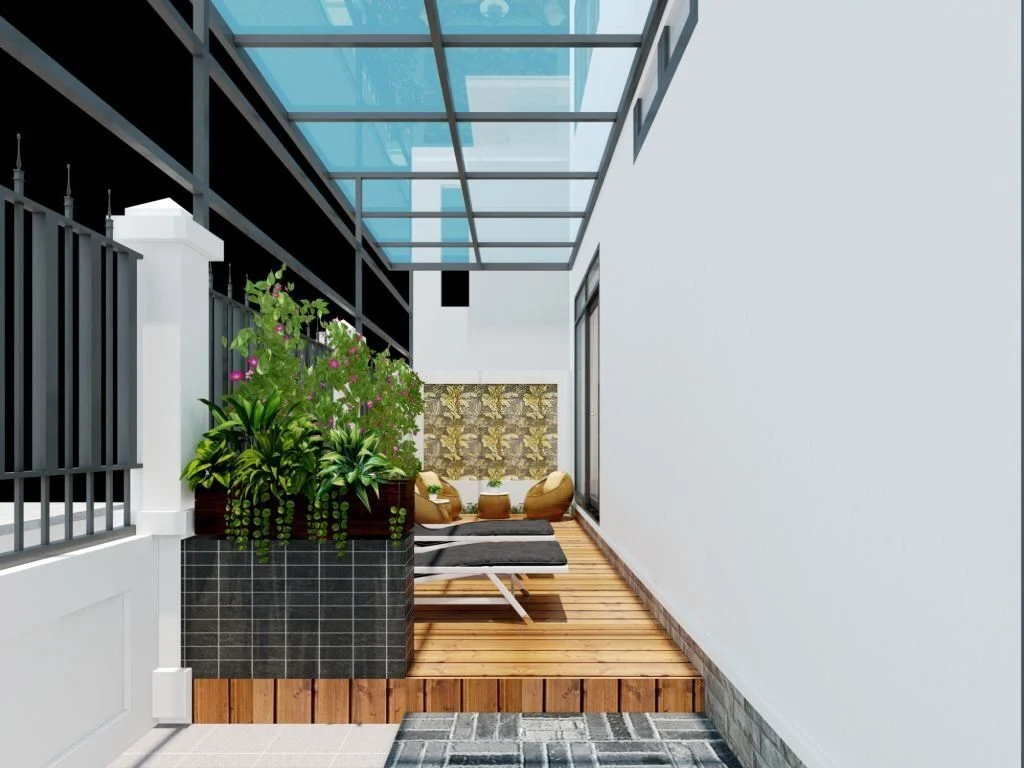 nhà có giếng trời bên hông