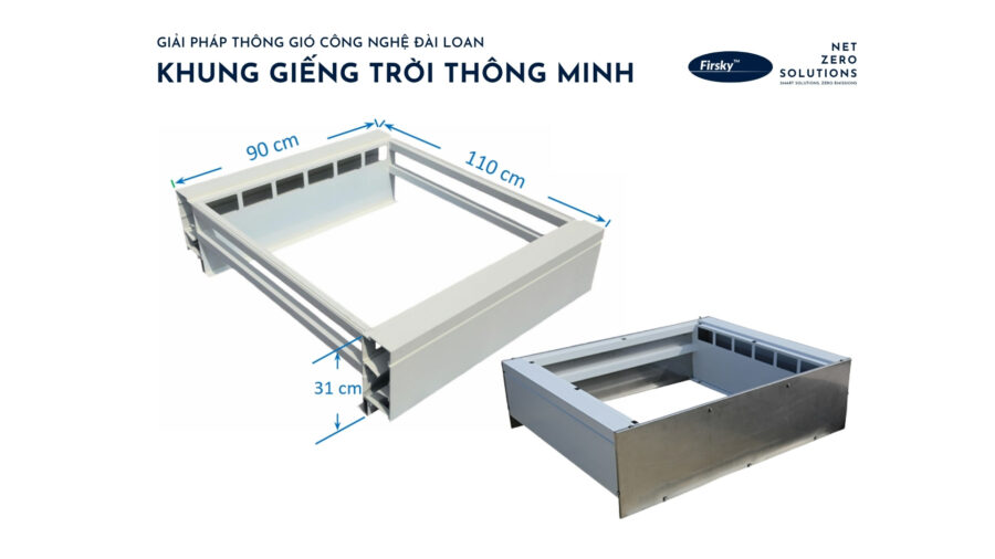 Khung nhôm Giếng trời thông minh Firsky Đài Loan 1100x900 (loại nhỏ)