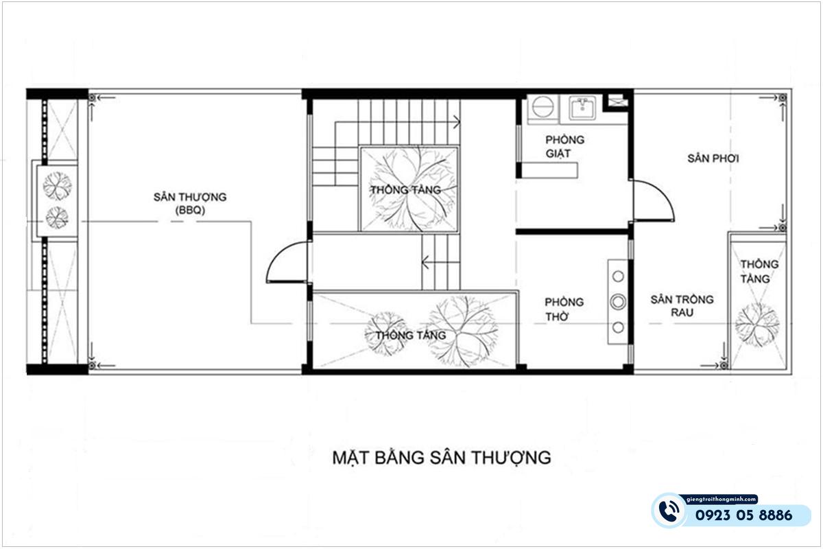  bản vẽ nhà ống có giếng trời