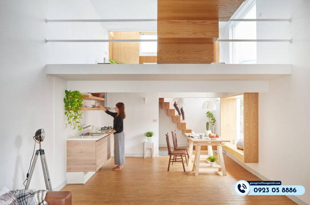 bố trí cách bố trí cầu thang gác lửng