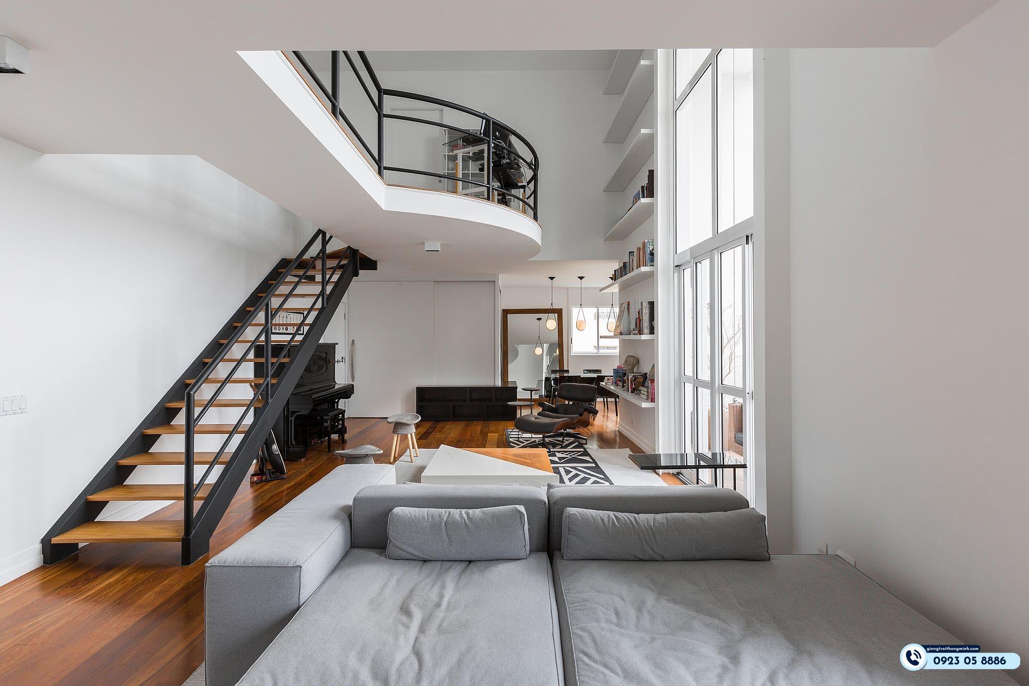 thiết kế cầu thang gác lửng nhà ống