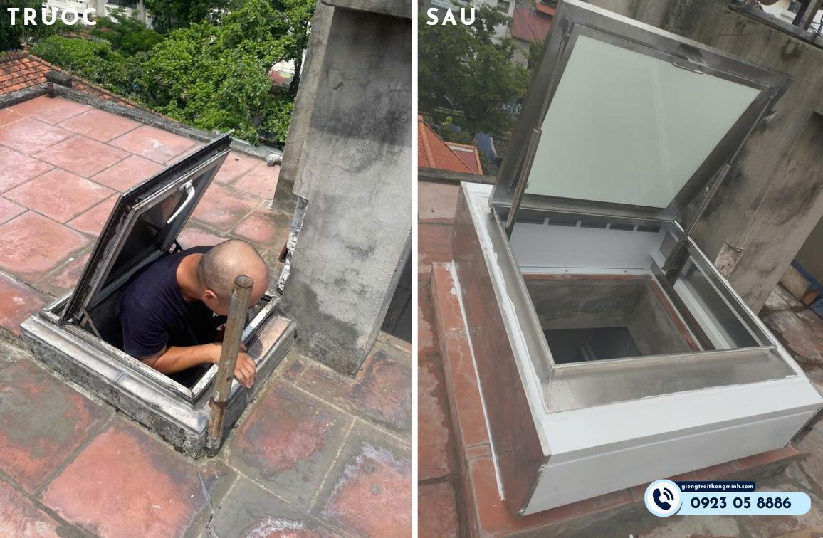 Giếng trời thông minh kết hợp nắp thăm mái