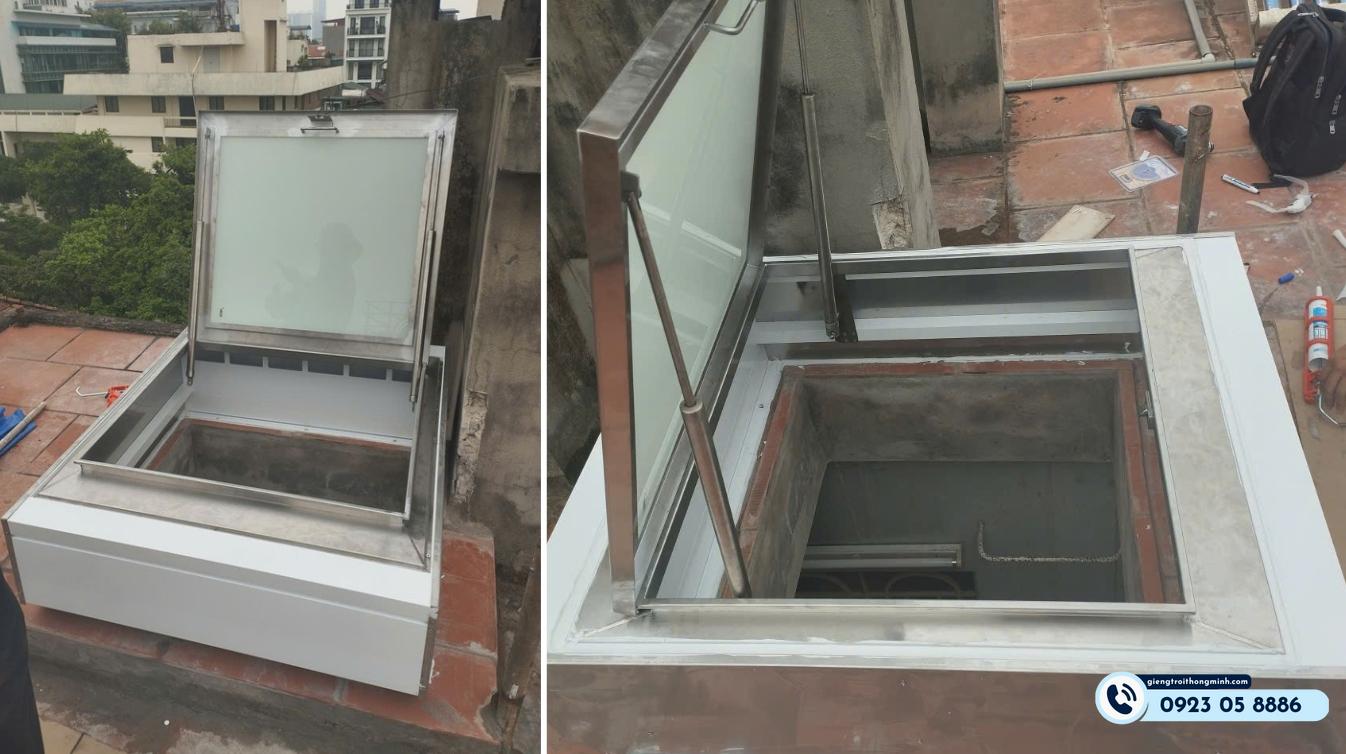 Giếng trời thông minh kết hợp nắp thăm mái