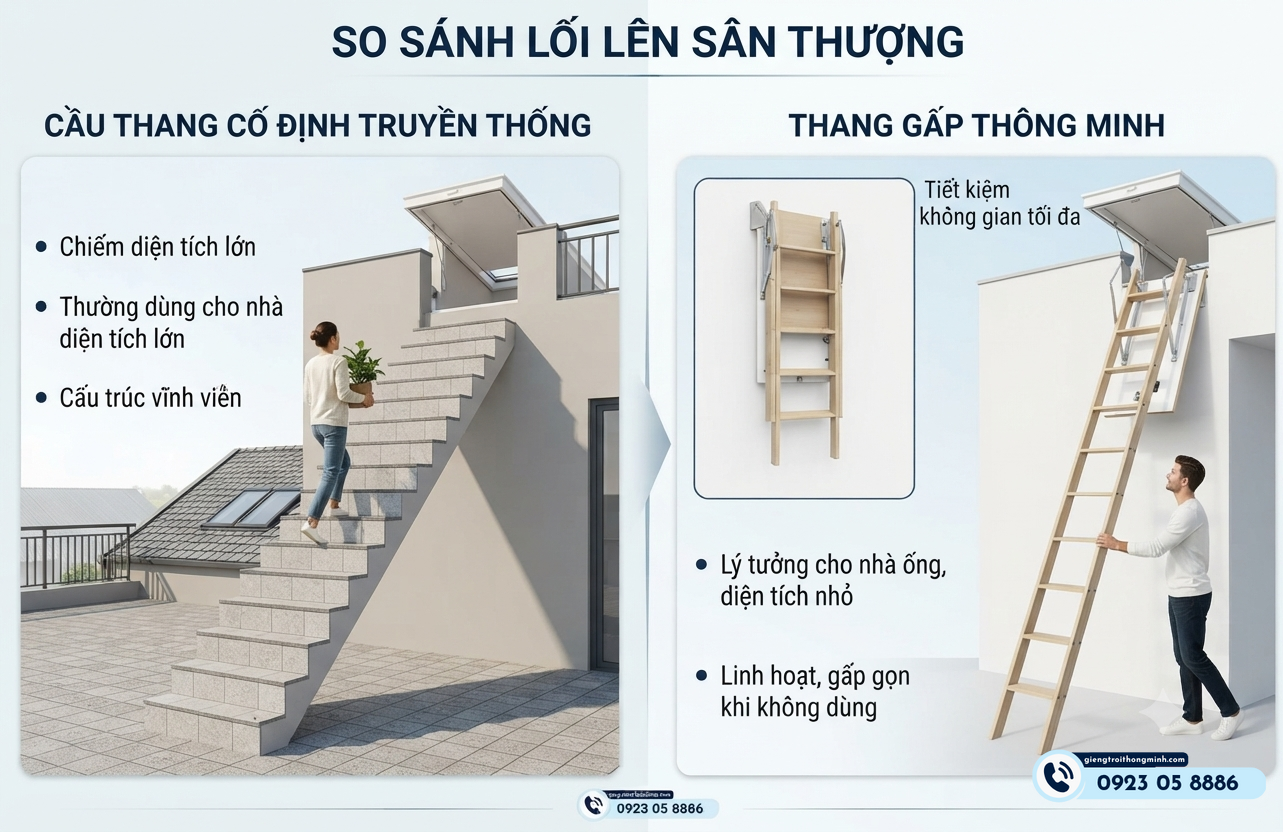 có nên làm cầu thang lên sân thượng