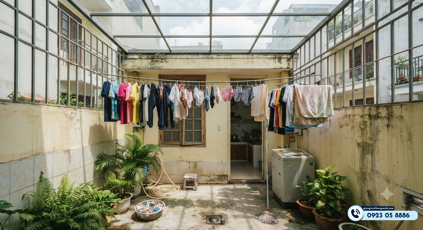 giếng trời phơi đồ