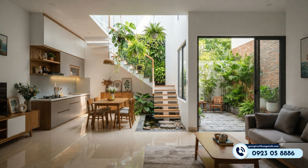 mẫu nhà 5x15m có giếng trời