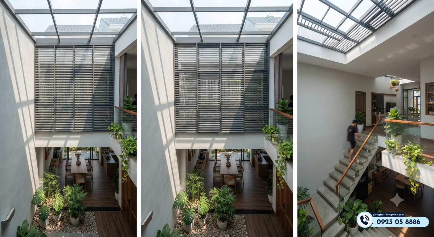 mẫu nhà 5x15m có giếng trời
