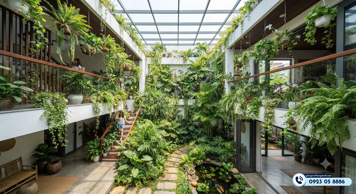 mẫu nhà 5x15m có giếng trời