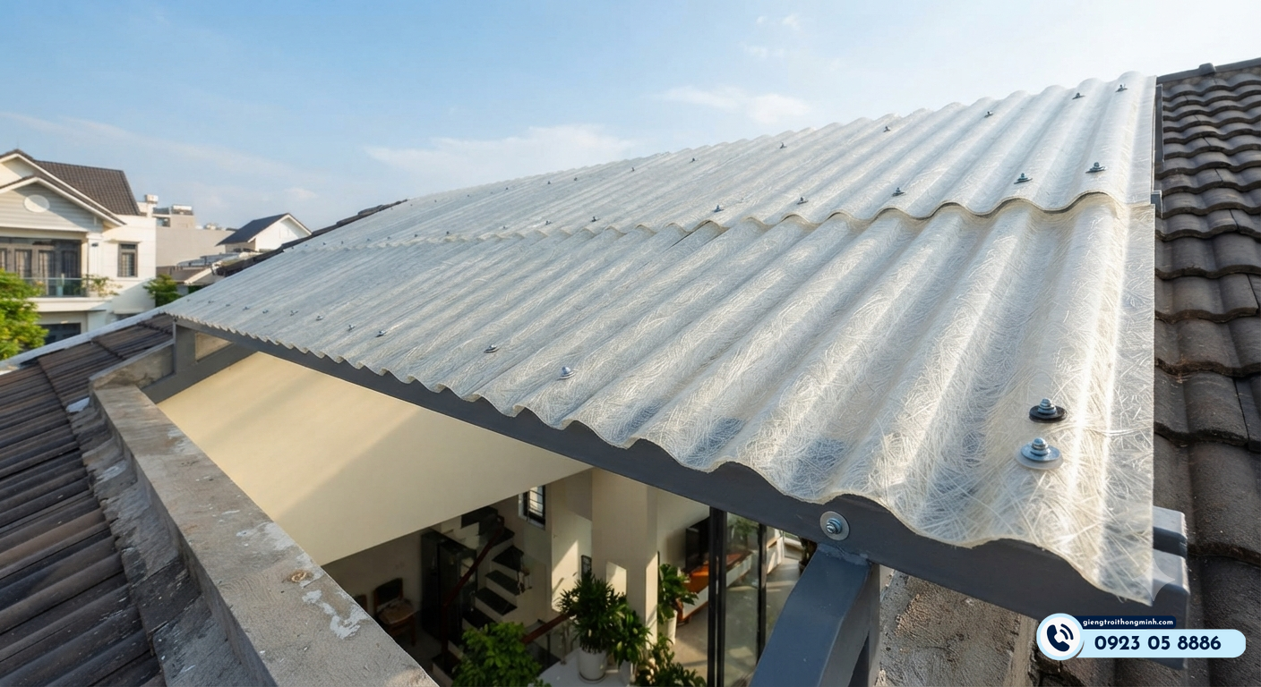 vật liệu làm mái che giếng trời