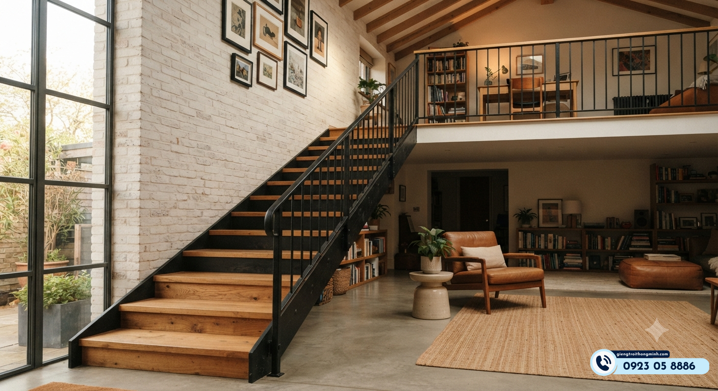 mẫu cầu thang sắt gác lửng