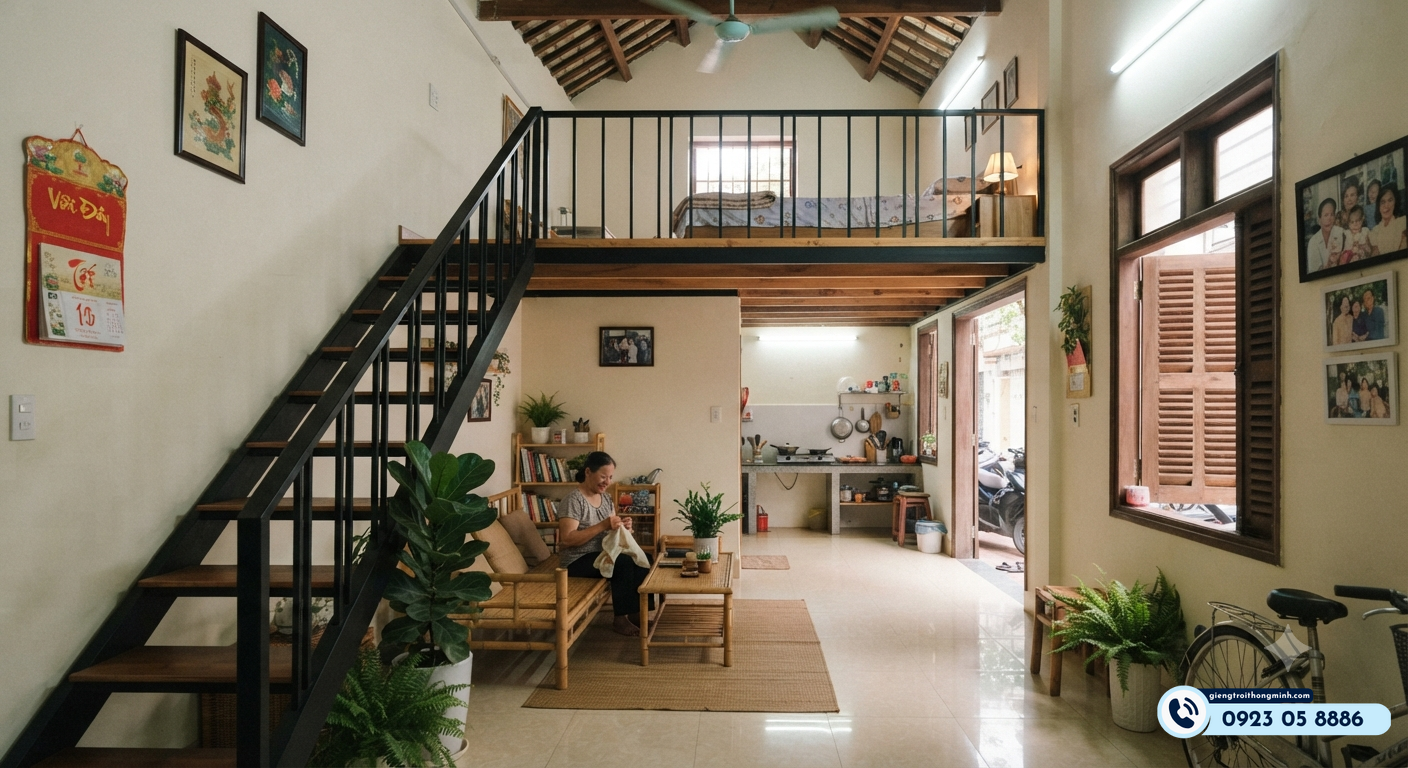 mẫu cầu thang sắt gác lửng